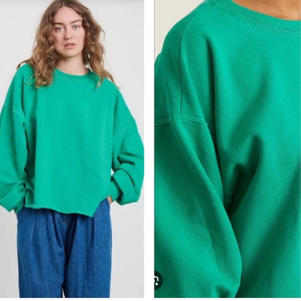 Rachel Comey Fond Sweatshirt Kelly Green XS/S Distressed fits like a M